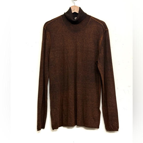 NWT JOHN VARVATOS Artisan Turtleneck Sweater – Reverse Print Brown Sz L - Picture 7 of 17